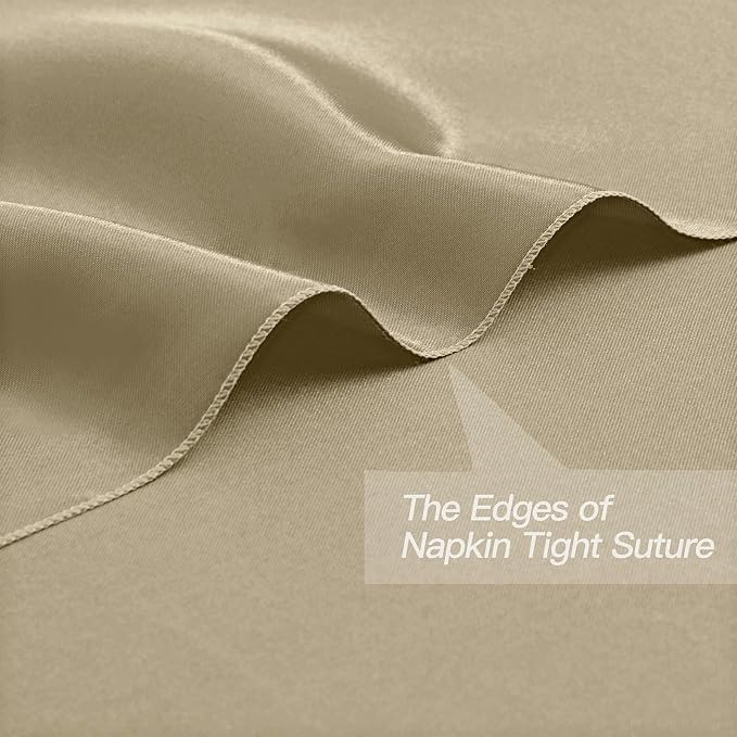 P Pothuiny 24 Pcs Beige Satin Napkins 17 x 17 Inch, Satin Cloth Napkins | - Image 3