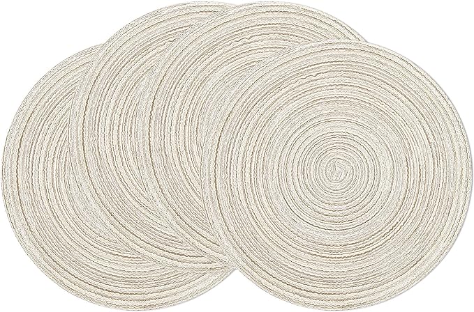 SHACOS Round Braided Placemats Set of 4 Washable Table Placemats Cotton by SHACOS