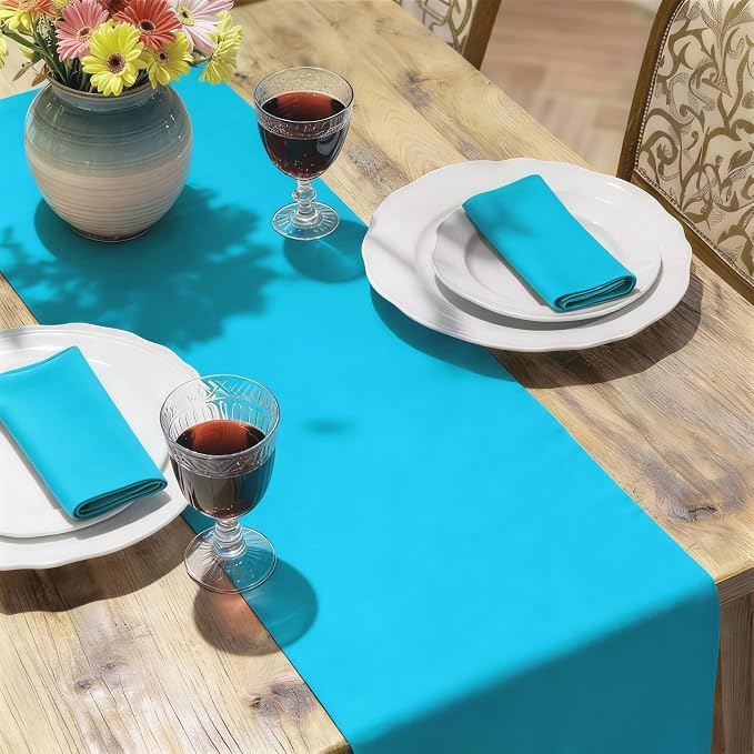 MEANMOY Teal Table Runner 48 Inches Long Waterproof Table Runners | Washable - Image 6