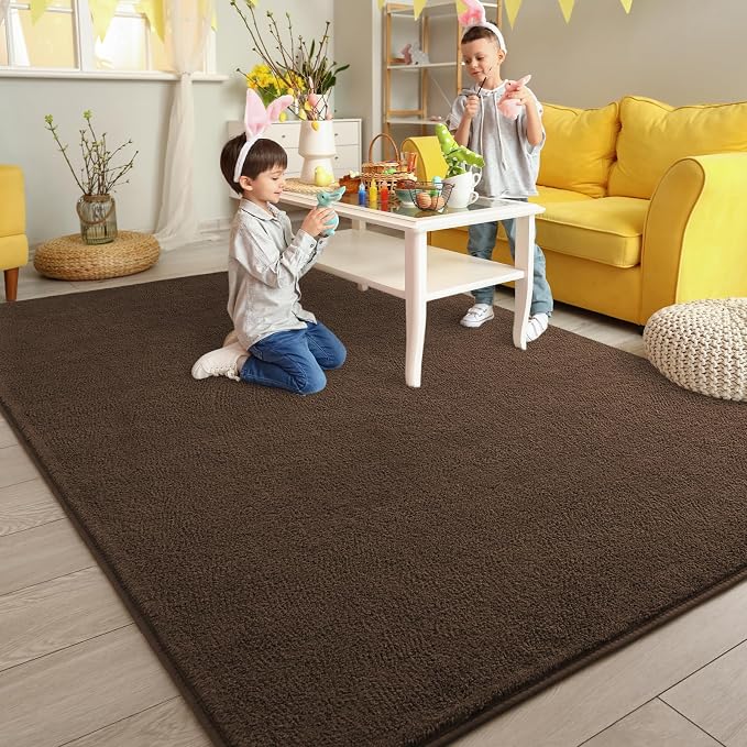 Pettop 4x6 ft Brown Area Rugs for Bedroom Living Room, Washable Memory Foam - Image 5