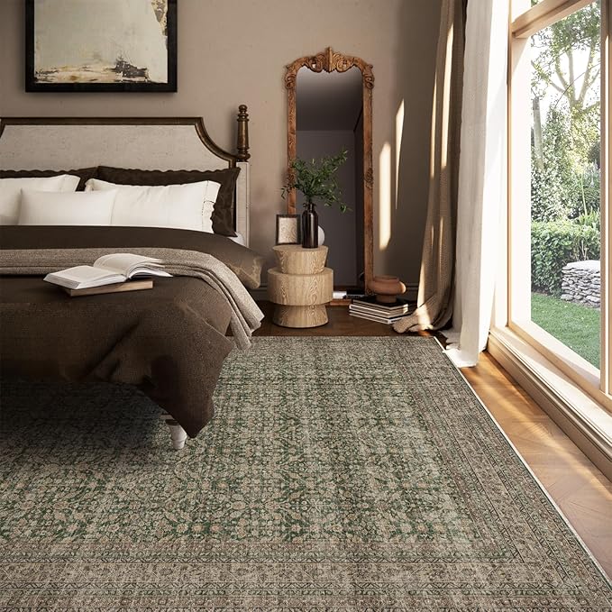 Machine Washable Rugs for Living Room: 6x9 Area Rugs Boho Vintage Rugs Stain - Image 3