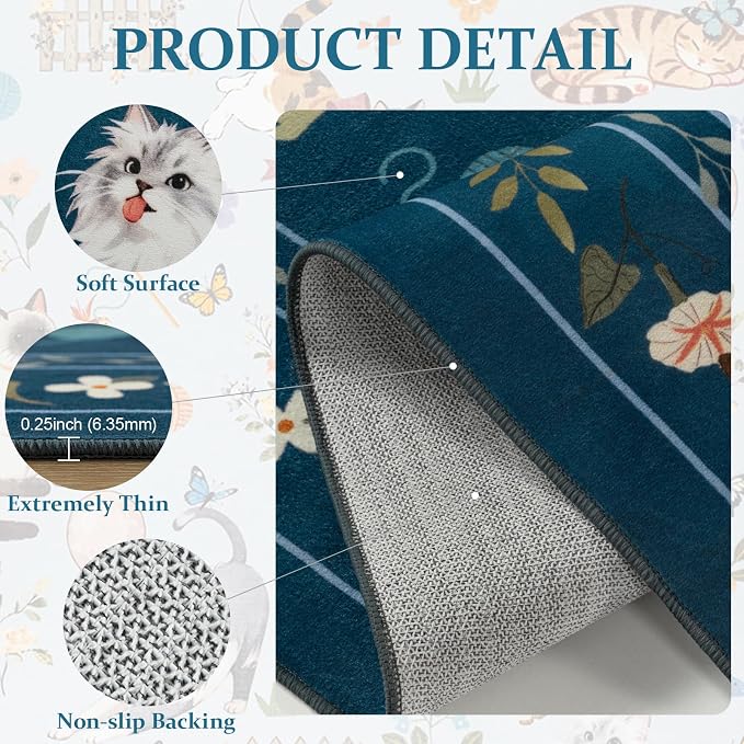 Unirea 3x5 Dark Blue Cat Area Rug - Image 4