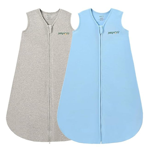 JELLYMONI Baby Sleep Sack 6-12 Months 100% Cotton Wearable Blanket, 0.5 TOG Soft Lightweight Toddler Sleeping Sack 3 Pack 2-Way Zipper Newborn Sleep Sacks