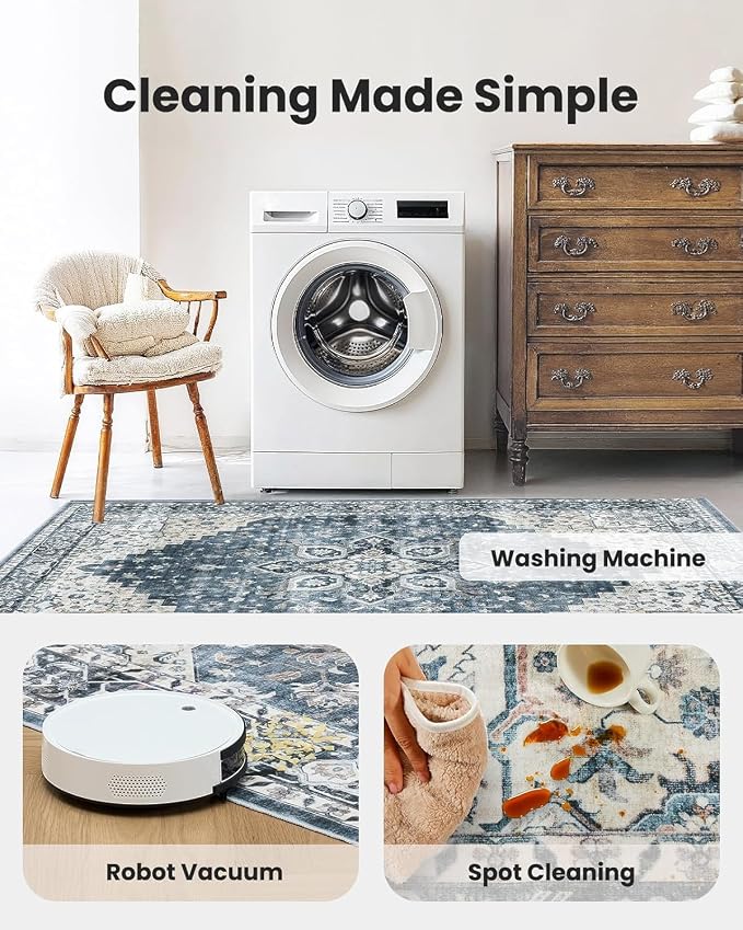 AMADA HOMEFURNISHING 5x7 Area Rugs, Washable Living Room Rug Low-Profile - Image 4