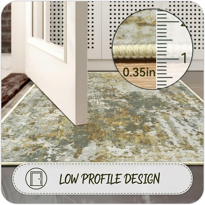 Entryway Rug 2x3 Green Door Mat Indoor Entrance 24x36, Washable Small Throw Rugs - Image 5