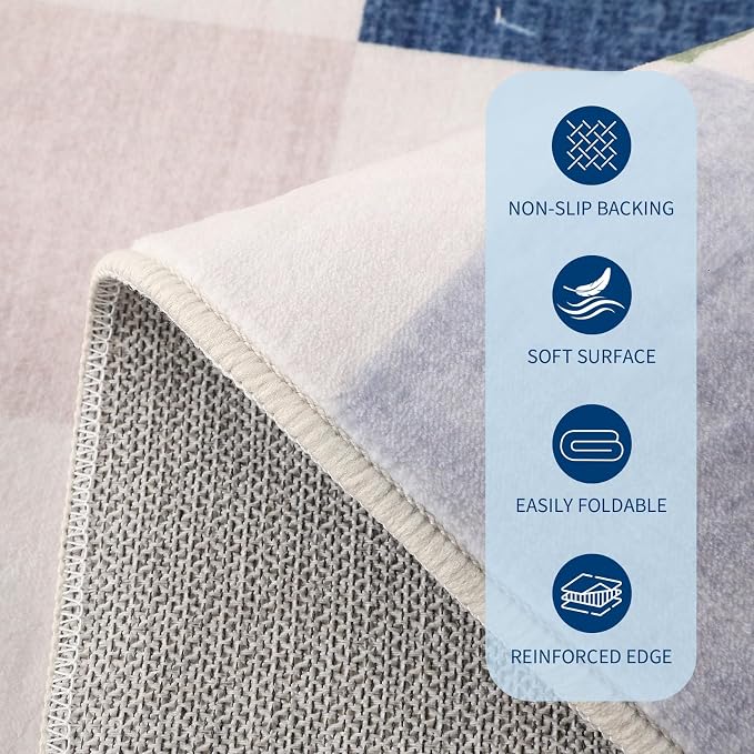 GarveeHome Checkered Nursery Kids Boy Playroom 5x7 Washable Rug Geometric - Image 7