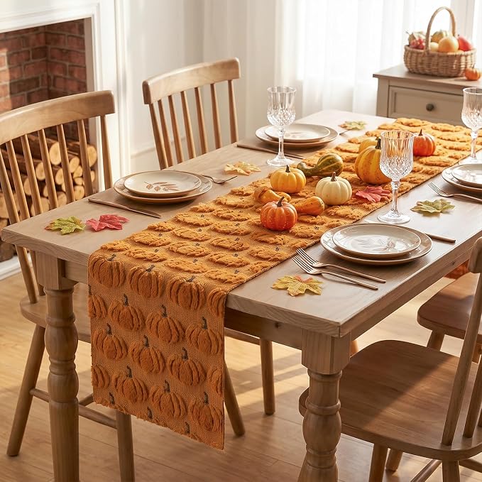 Artoid Mode Caramel Soft Faux Fur Fall Table Runner 13x108 Inch | Seasonal - Image 4