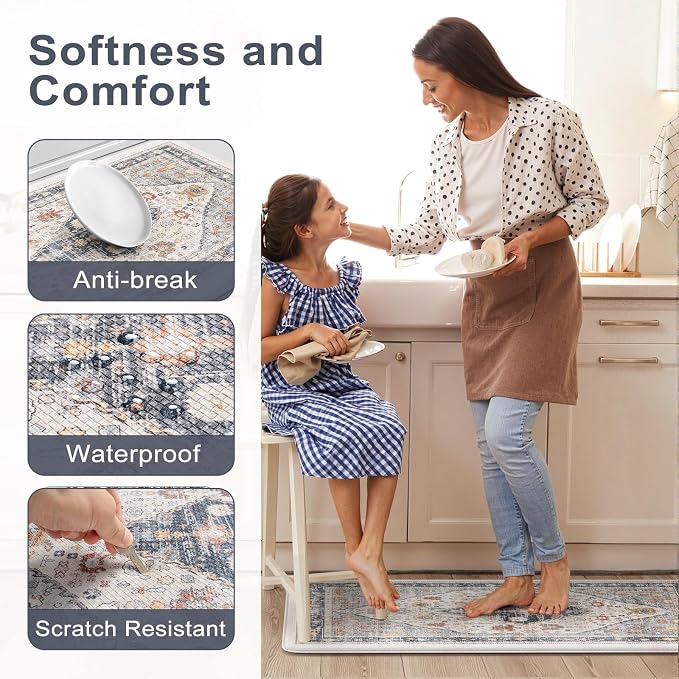 Collive Farmhouse Anti Fatigue Kitchen Mat, Cushioned Kitchen Rug Sets of 2 - Image 4
