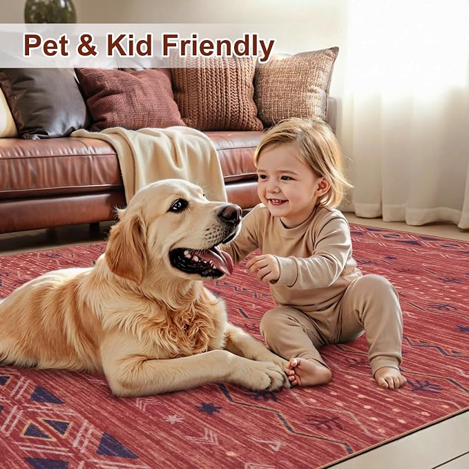 SERISSA 2x4 Rugs for Entryway, Washable Non-Slip Kitchen Runner Rug Small Red - Image 6