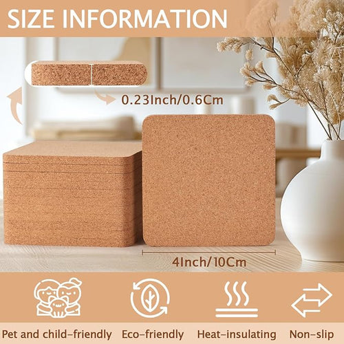160 PCS Cork Coasters for Laser Engraving, Thick Absorbent Blank Coasters | 4 - Image 2