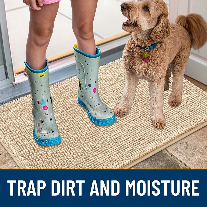 Smiry Dog Door Mat for Muddy Paws 44x32, Absorbent Dirt Trapper, Non-Slip - Image 3