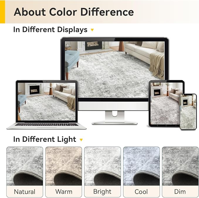 RELEANY Washable Area Rugs Square 8ft Non-Slip Modern Abstract Soft - Image 7