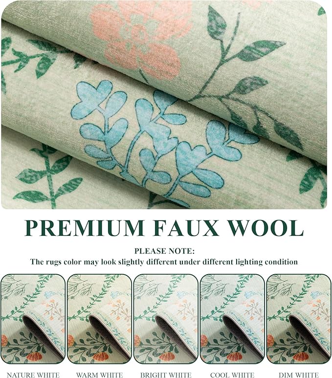 YIHOUSE Green Floral 5x7 Area Rugs - Image 6
