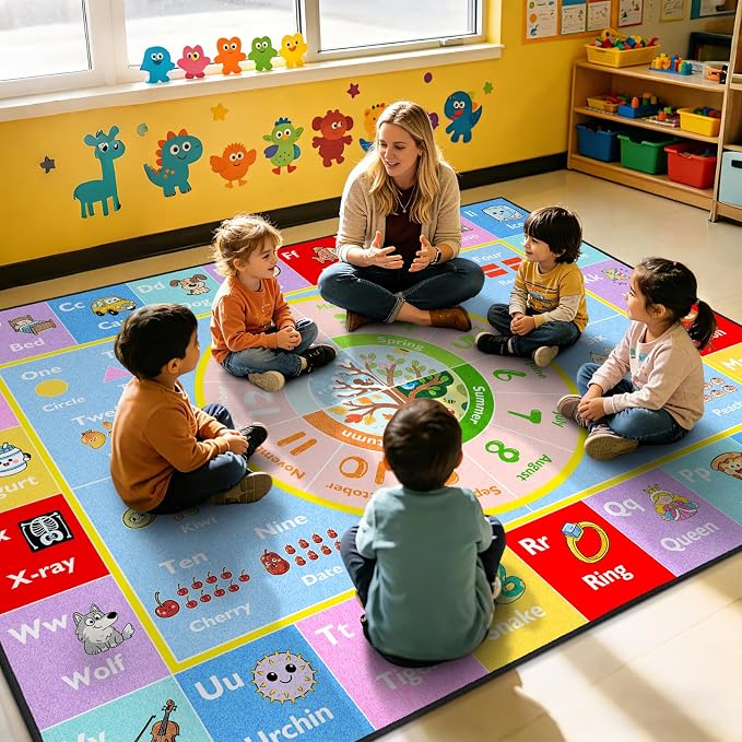 ABC Kids Rug for Playroom, 3x5 ft Alphabet Small Classroom Rug, Non-Slip - Image 8