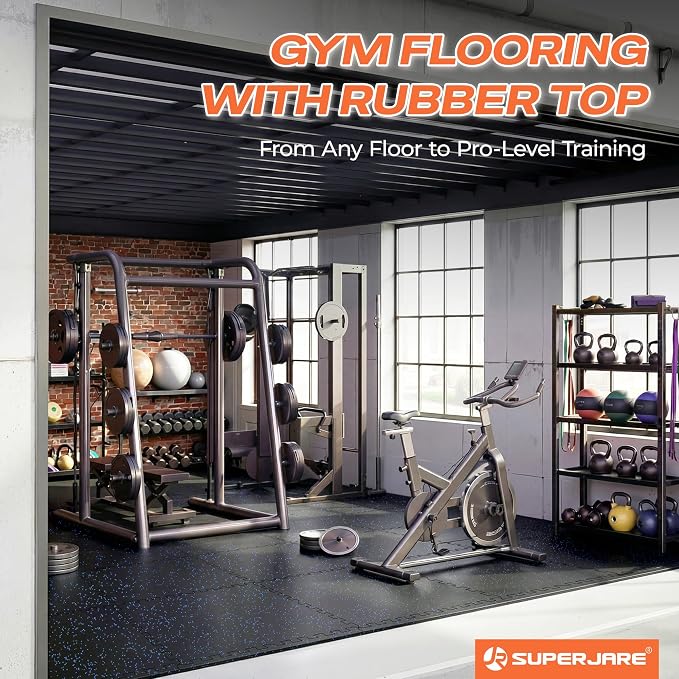 SUPERJARE 0.56'' Thick 48 Pcs 192 Sq Ft Rubber Top Exercise Equipment Mats - Image 8