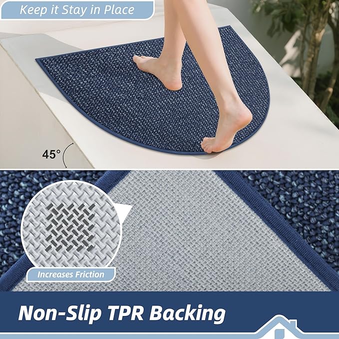 BEQHAUSE Dirt Trapper Door Mat 26" x 40" Half Circle Non-Slip Washable Doormats - Image 4
