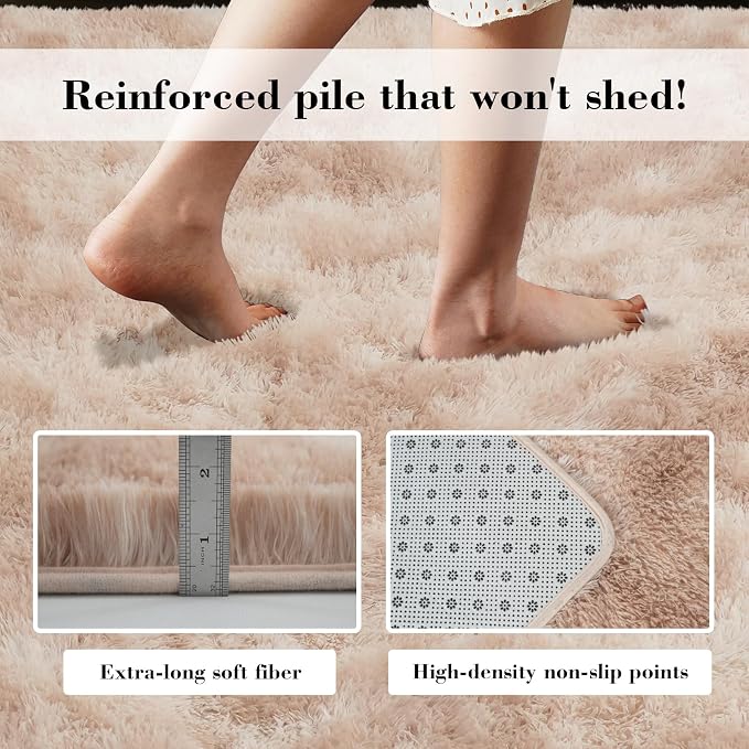 Fluffy Rug Shag Area Rug, Mottling Beige 5x8 Area Rugs - Image 5