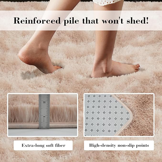 yongyangjuxin Fluffy Rug Shag Area Rug, Mottling Beige 8x10 Area Rugs - Image 6