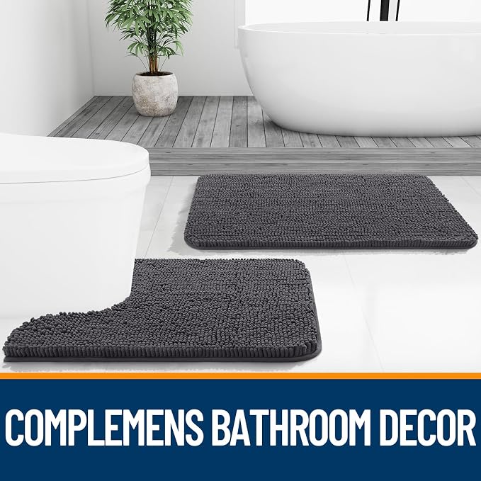 OLANLY Small Bathroom Rugs 24x16, Extra Soft Absorbent Chenille Bath Rugs - Image 7