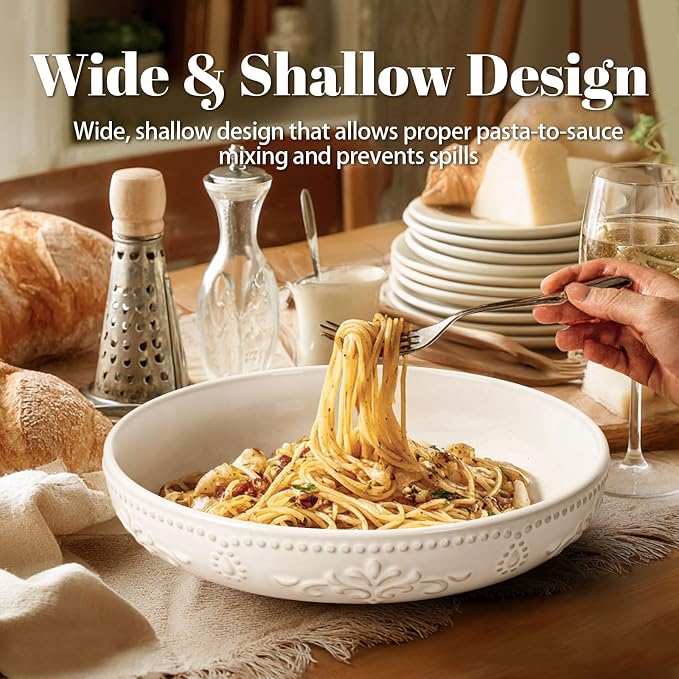 Pasta Bowls, 50oz Large Salad Serving Bowls, 9.75'' Plates Bowls Set of 4 - Image 6