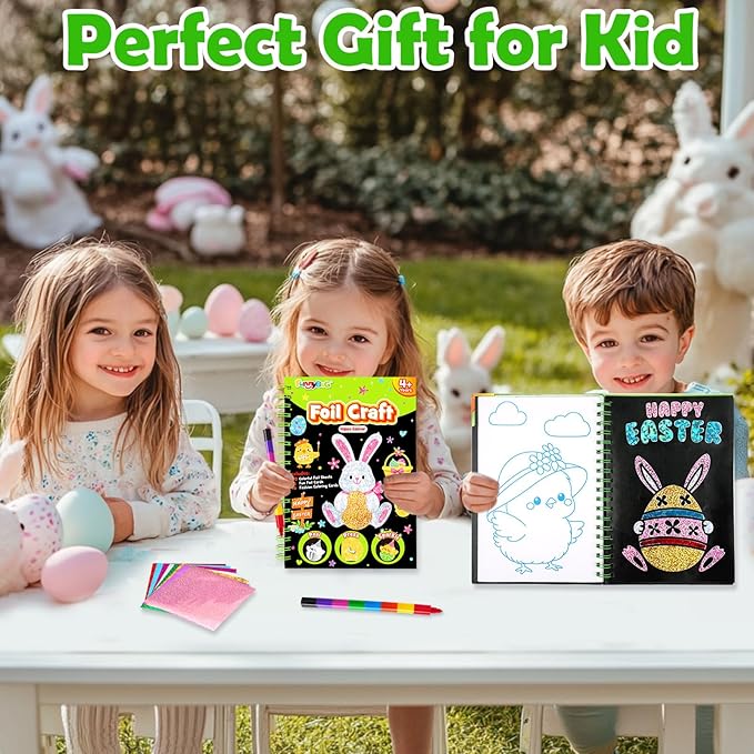 FUNNYB&G Foil Art Craft Activity for Kids - Gift for Girls Boys Crafts for Kids Fun Art Supplies DIY Creative Travel Toy, Birthday Gift Party Favor Toys for Girls Boys 4 5 6 7 8 9 Years Old(Easter)