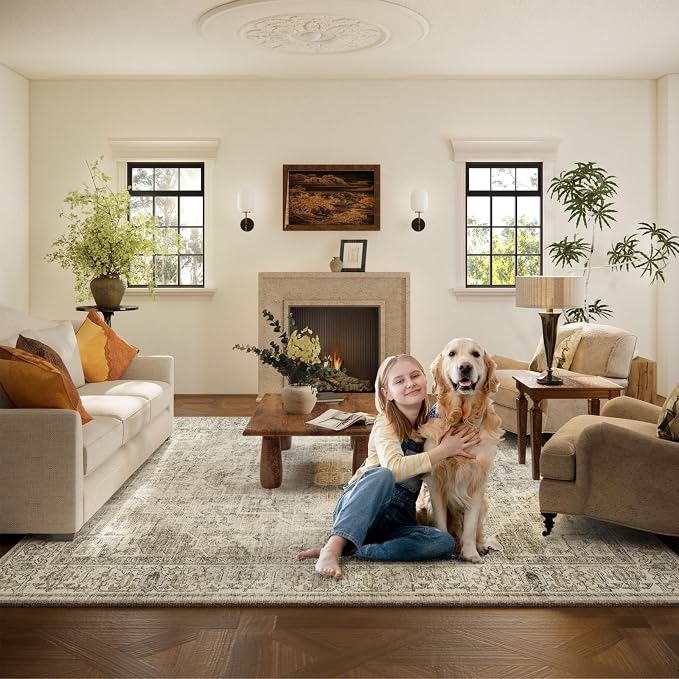 Washable Area Rugs for Living Room: 6x9 Bedroom Area Rugs Boho Vintage Rugs - Image 7
