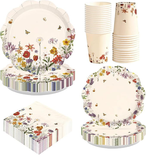 250Pcs Vintage Wildflower Party Supplies by Greencian
