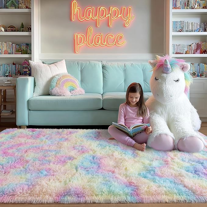 qulint 5x7 Fluffy Area Rug for Bedroom, Fuzzy Soft Kids Rug for Girl Plush - Image 8