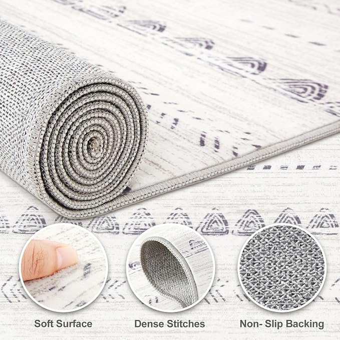 Nakagishi Area Rugs 9x12 Living Room: Washable Boho Large Neutral Modern Soft - Image 3