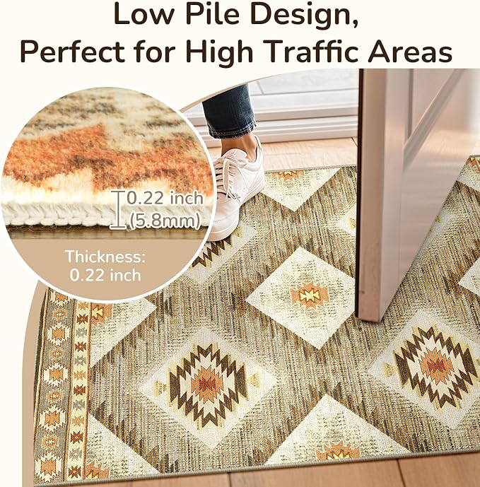 BESTSWEETIE Area Rug 4x4 Rug Machine Washable Non-Slip Low Pile Print Pattern - Image 4