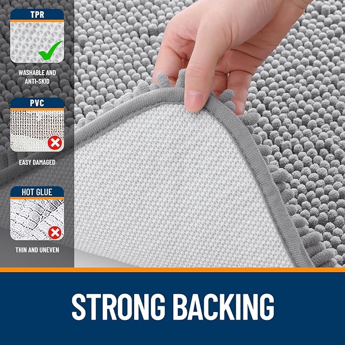 OLANLY Bathroom Runner Rugs 47x17, Extra Soft Absorbent Chenille Bath Rugs - Image 7