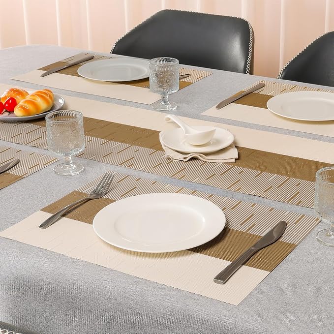 Placemats Set of 8, Vinyl Woven Heat-Resistant Place Mats | Washable Wipeable - Image 3