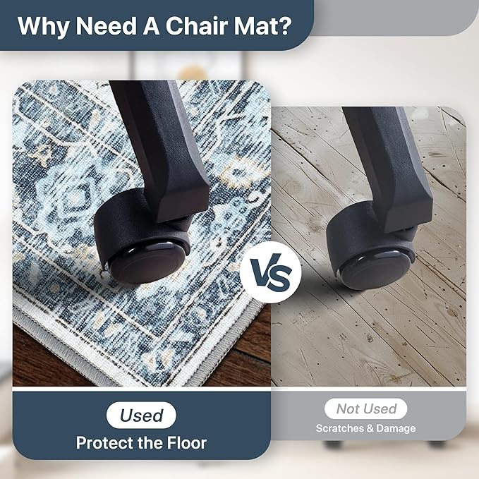 36"x60" Office Chair Mat for Hardwood Tile Floor, Under Desk Carpet Protector - Image 4