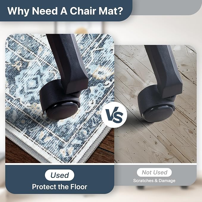 48"x60" Office Chair Mat for Hardwood Tile Floor, Under Desk Carpet Protector - Image 4