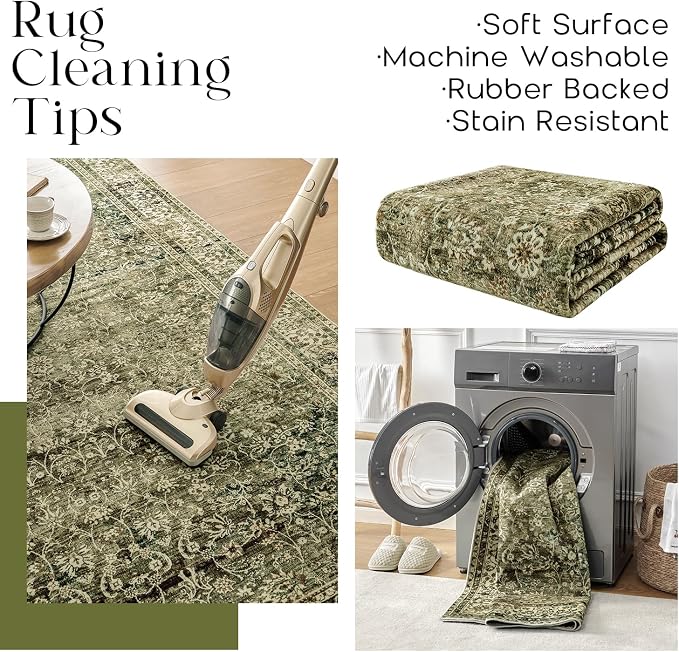 Large Boho Area Rugs 8x10 for Living Room, Low Pile Stain Resistant Neutral - Image 4