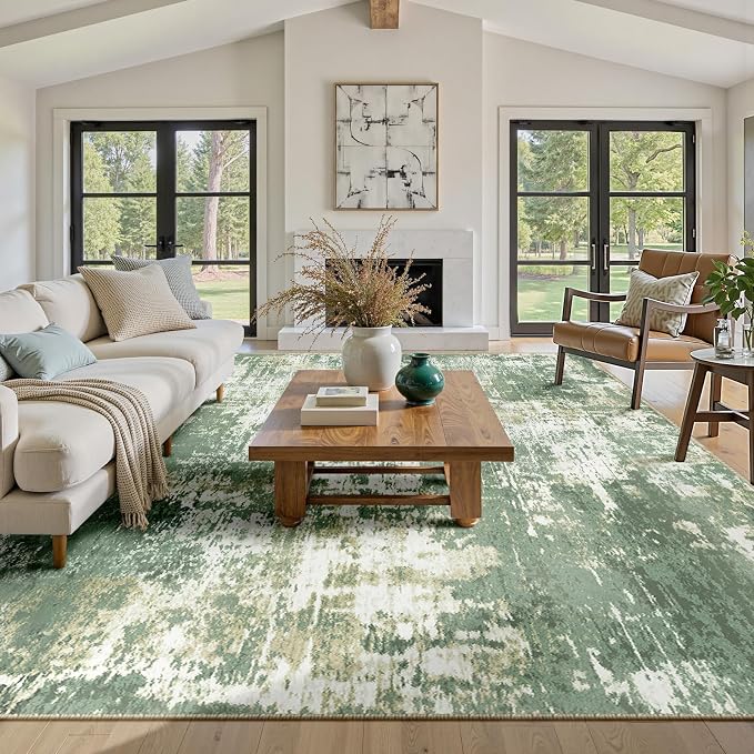 RELEANY Washable Area Rugs 8'x10' Non-Slip Modern Abstract Soft by RELEANY
