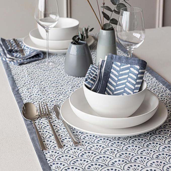 Over&Back 18x108 Hand-Blocked Printed Cotton Table Runner - Image 9