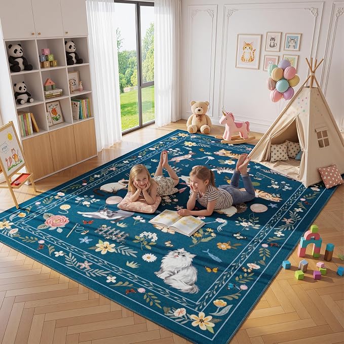 Unirea 9x12 Dark Blue Cat Area Rug - Image 6