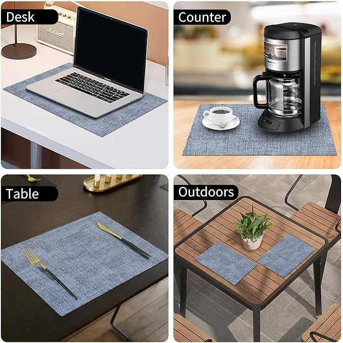 Faux Leather Heat Resistant Placemats 12 Packs, Waterproof Wipeable Dining PU - Image 9