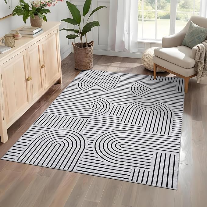 Washable Rug 4x6 Area Rugs for Living Room, Abstract Rug for Bedroom, Soft - Image 2
