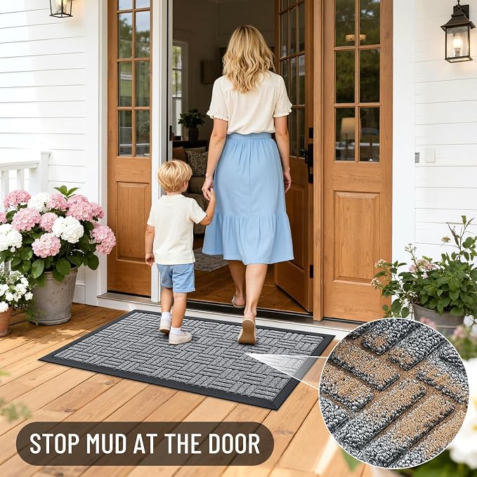 OLANLY Front Door Mat Outside Entrance 35x23, Heavy Duty Sturdy Natural Rubber - Image 6