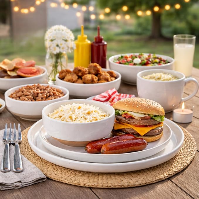 AmorArc Dinnerware Sets for 4, 12 Pieces Ceramic Plates and Bowls Set | Scratch - Image 6