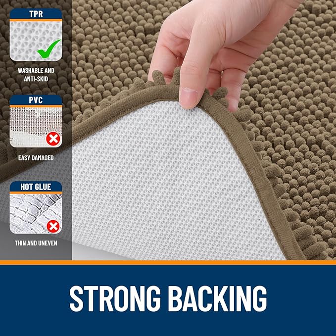 OLANLY Bathroom Rugs 32x20, Extra Soft Absorbent Chenille Bath Rugs, Rubber - Image 6