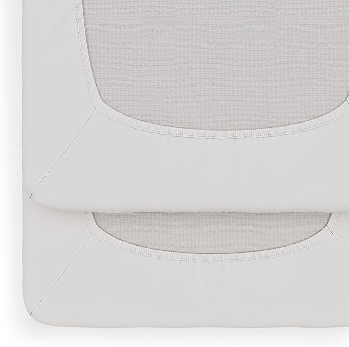 Foundations Full Size Travel Sleeper Folding Hotel Crib and Sheet Bundle - Includes Wooden Portable Crib with 3" Foam Mattress (Natural) and 6-Pack White Fitted Full Size Sheets