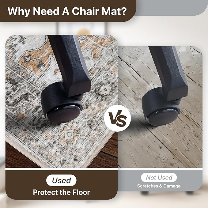 30"x48" Office Chair Mat for Hardwood Tile Floor, Under Desk Carpet Protector - Image 4