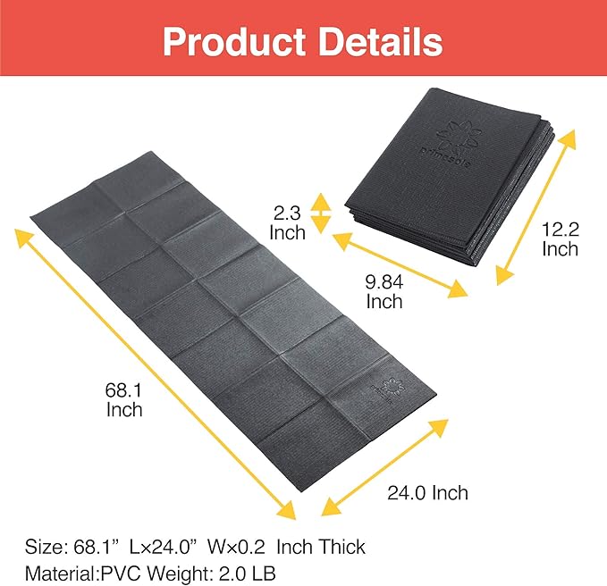 Folding Yoga Travel Pilates Mat Foldable Easy to Carry to Class Beach Park Tear resistant Travel Picnics 4mm Thick 9 Colors