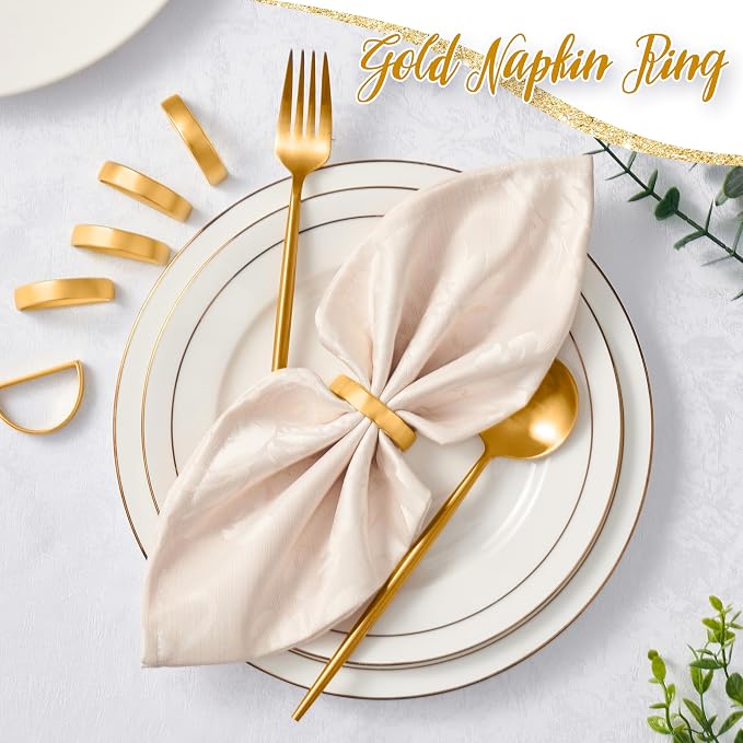 APTWOW 20PCS Gold Napkin Rings, Semicircle Metal Gold Napkin Holder Buckles - Image 3