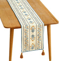 Designer French Linen Table Runner, Pale Yellow Floral Pattern, Dining Table by Isaennehomedecoration