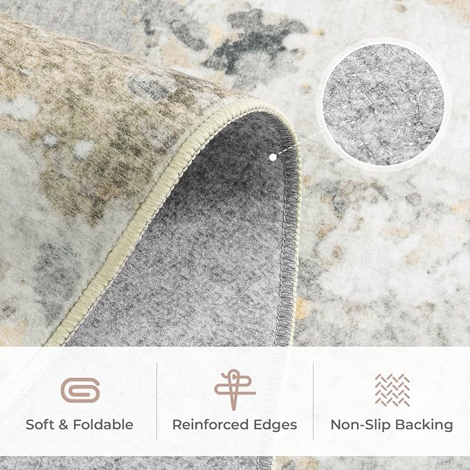 5x7 Area Rugs, Neutral Machine Washable Rugs - Image 6
