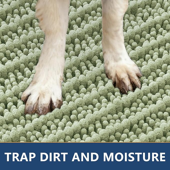Smiry Dog Door Mat for Muddy Paws 30x20, Absorbent Dirt Trapper, Non-Slip - Image 4